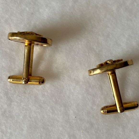 Anson Vintage RN Cufflinks – 1960s Gold Tone Lucite, Mid-Century Medical Caduceu - Picture 5 of 11